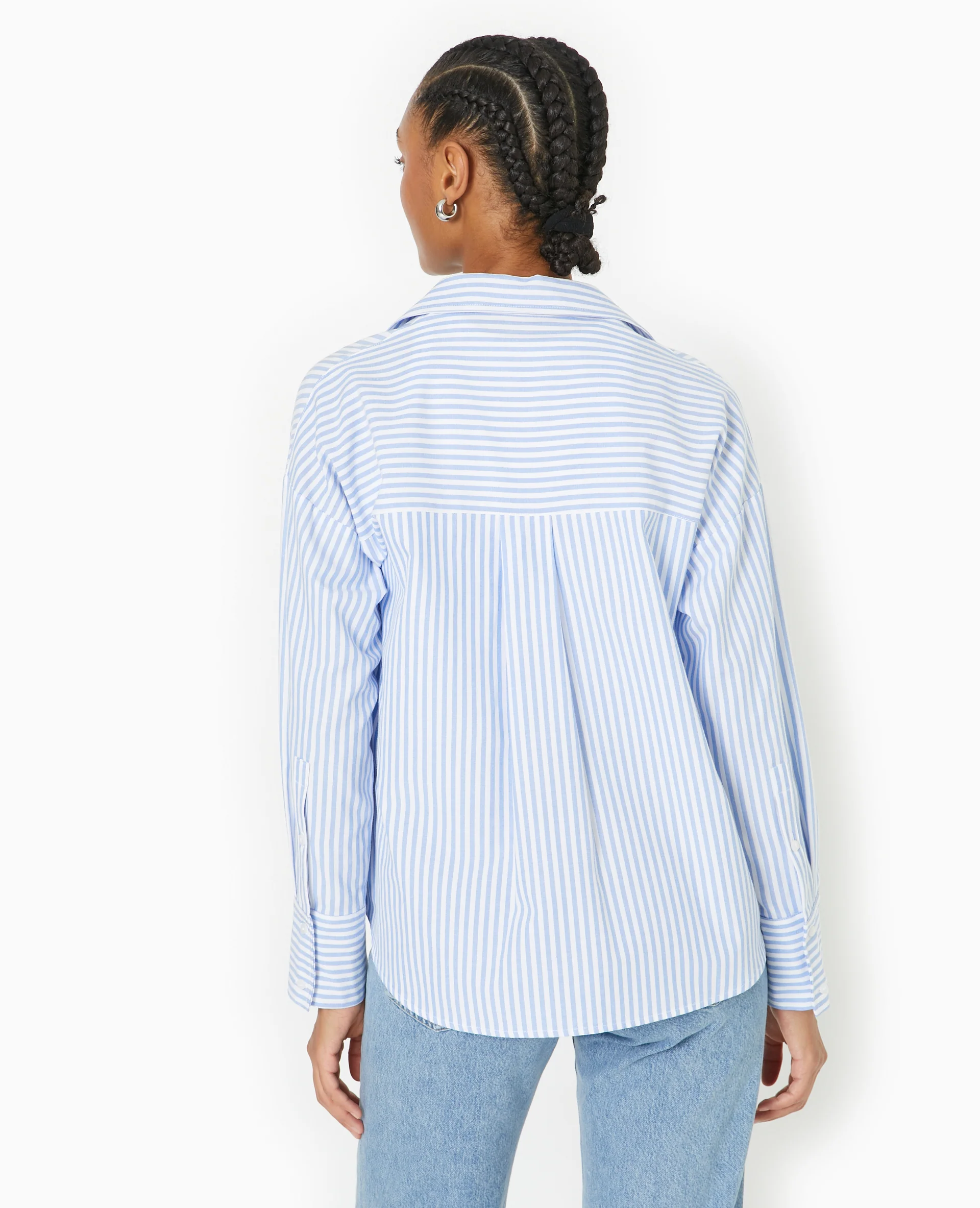 Chemise oversize rayée col ouvert - Image 6