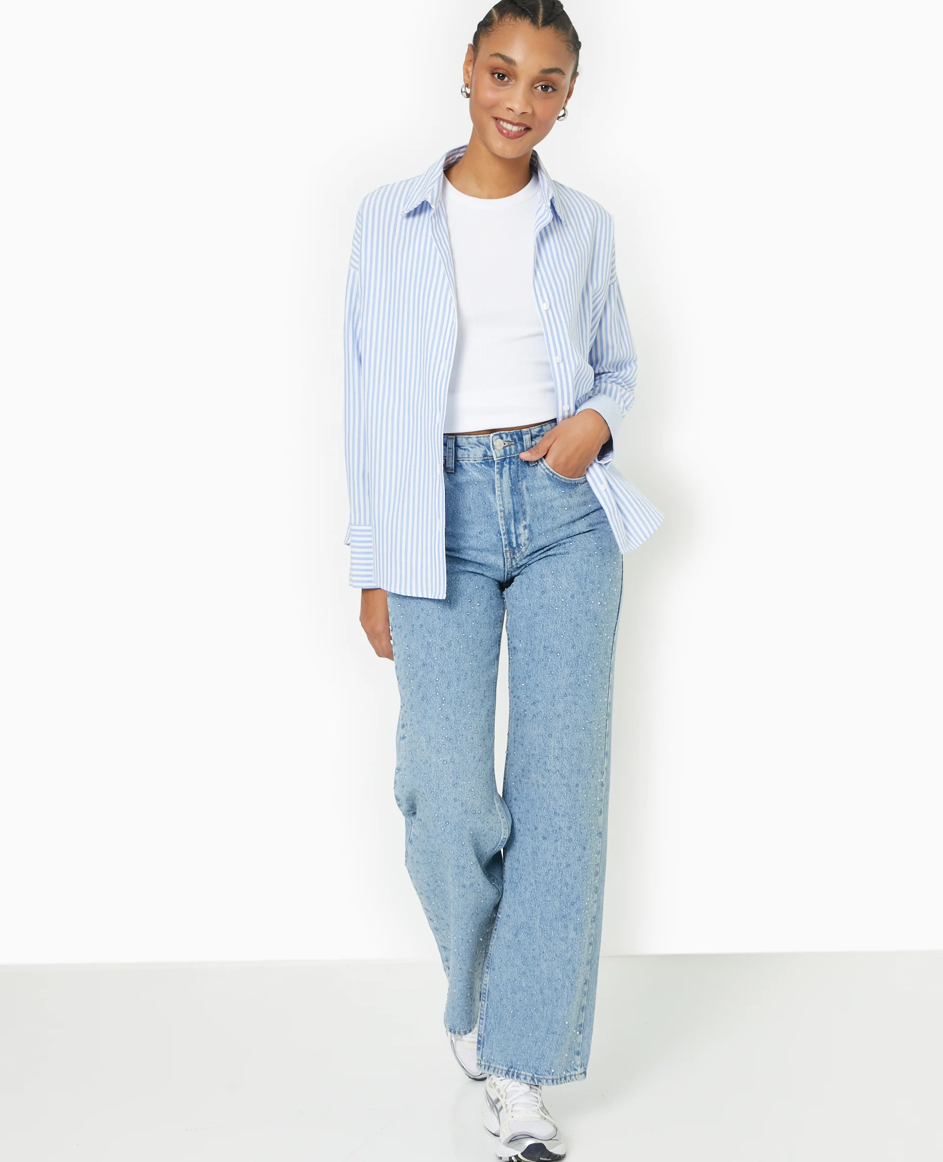 Chemise oversize rayée col ouvert - Image 7