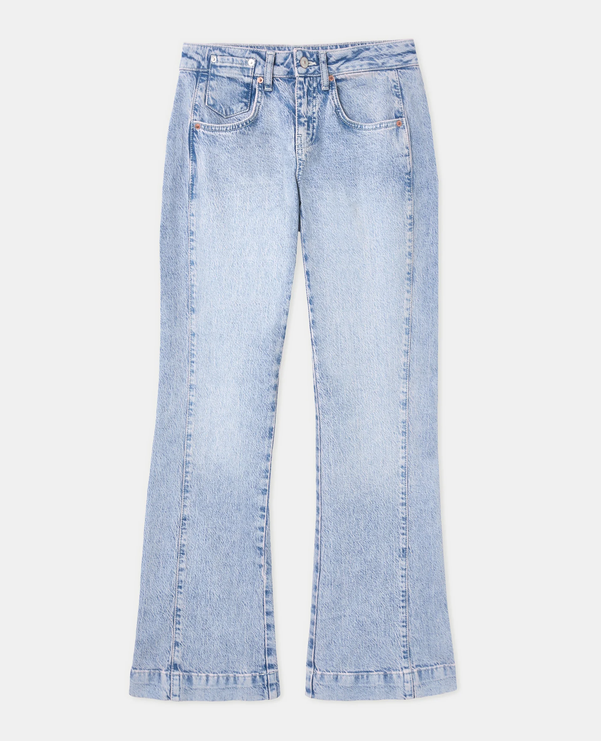 Jean flare taille basse avec détails coutures - Image 4