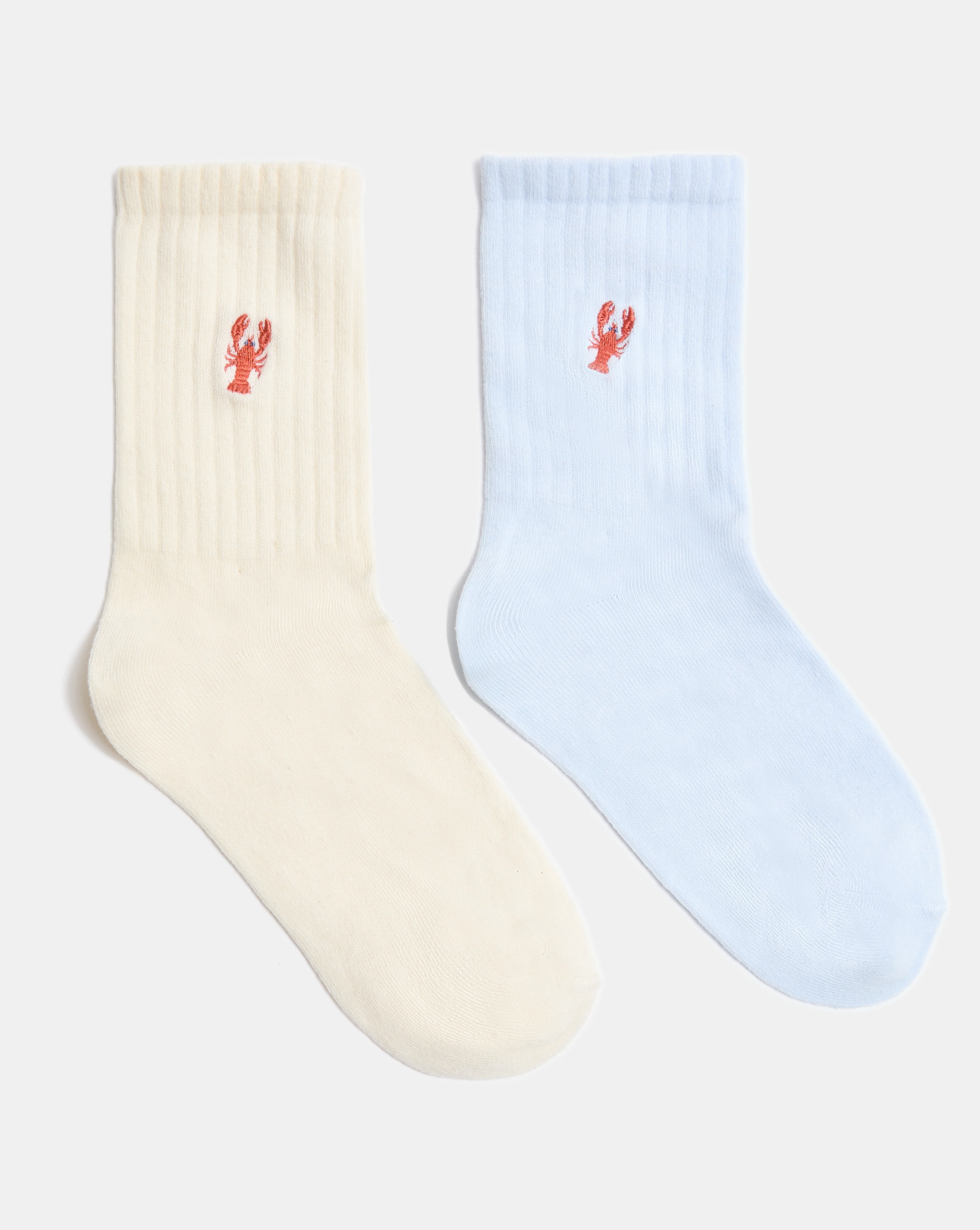 Lot de 2 paires de chaussettes avec homard brodé