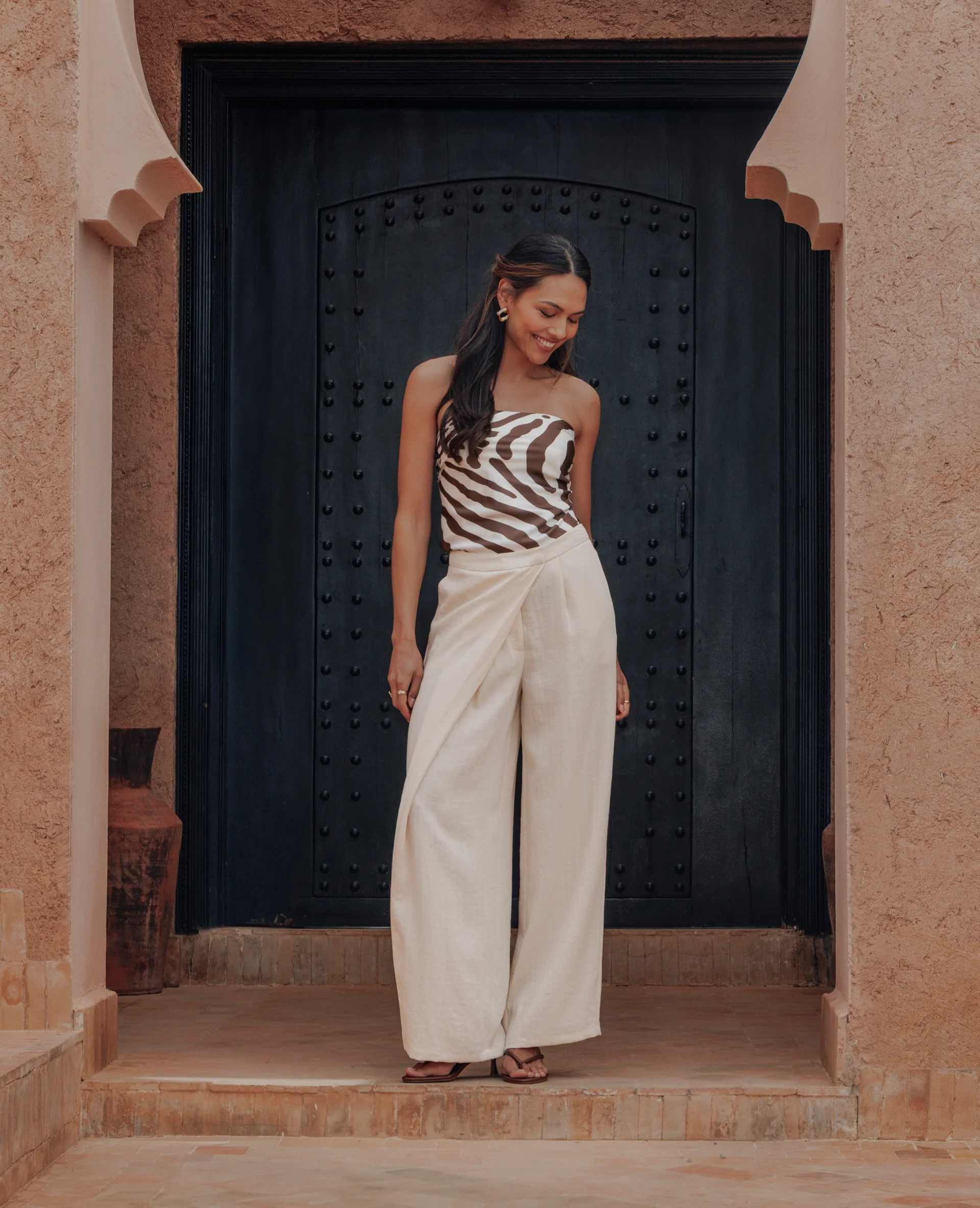 Pantalon droit effet portefeuille