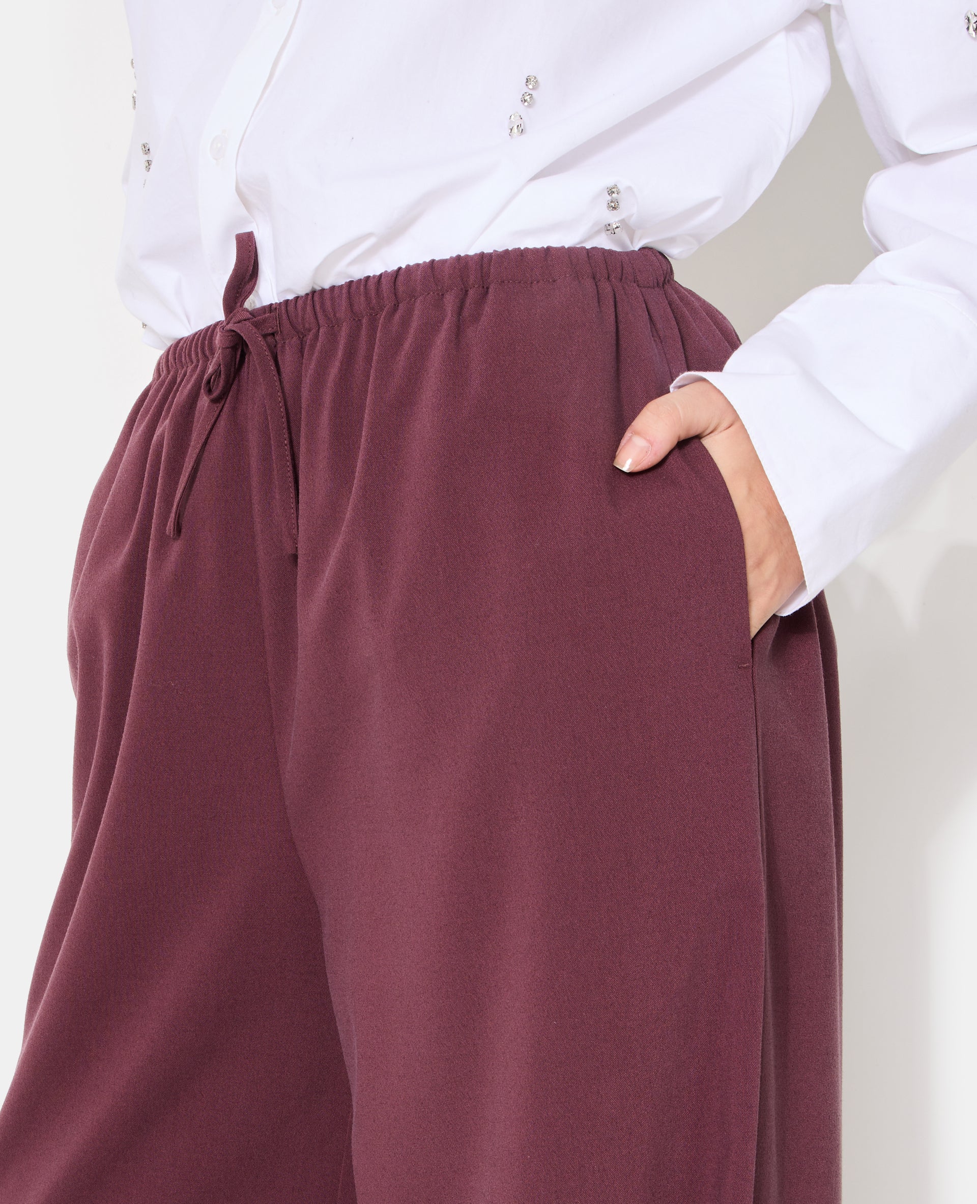 Pantalon droit et large avec lien coulissé - Image 3