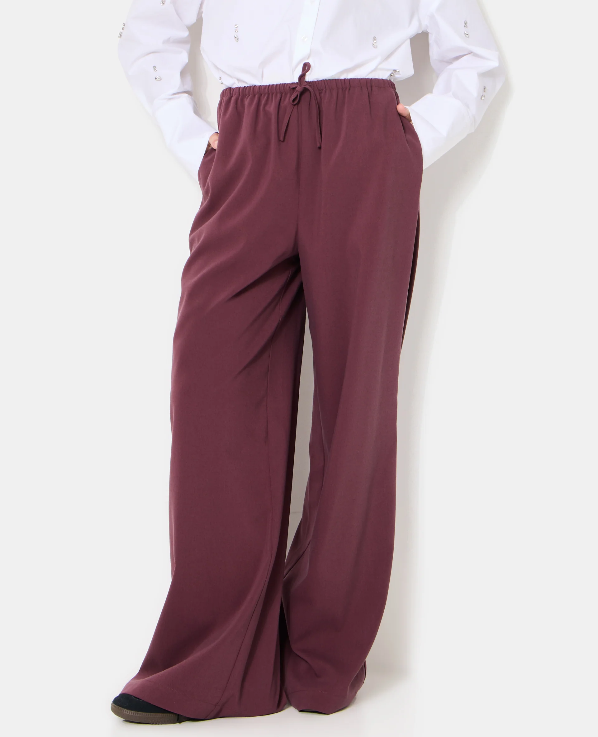 Pantalon droit et large avec lien coulissé - Image 5