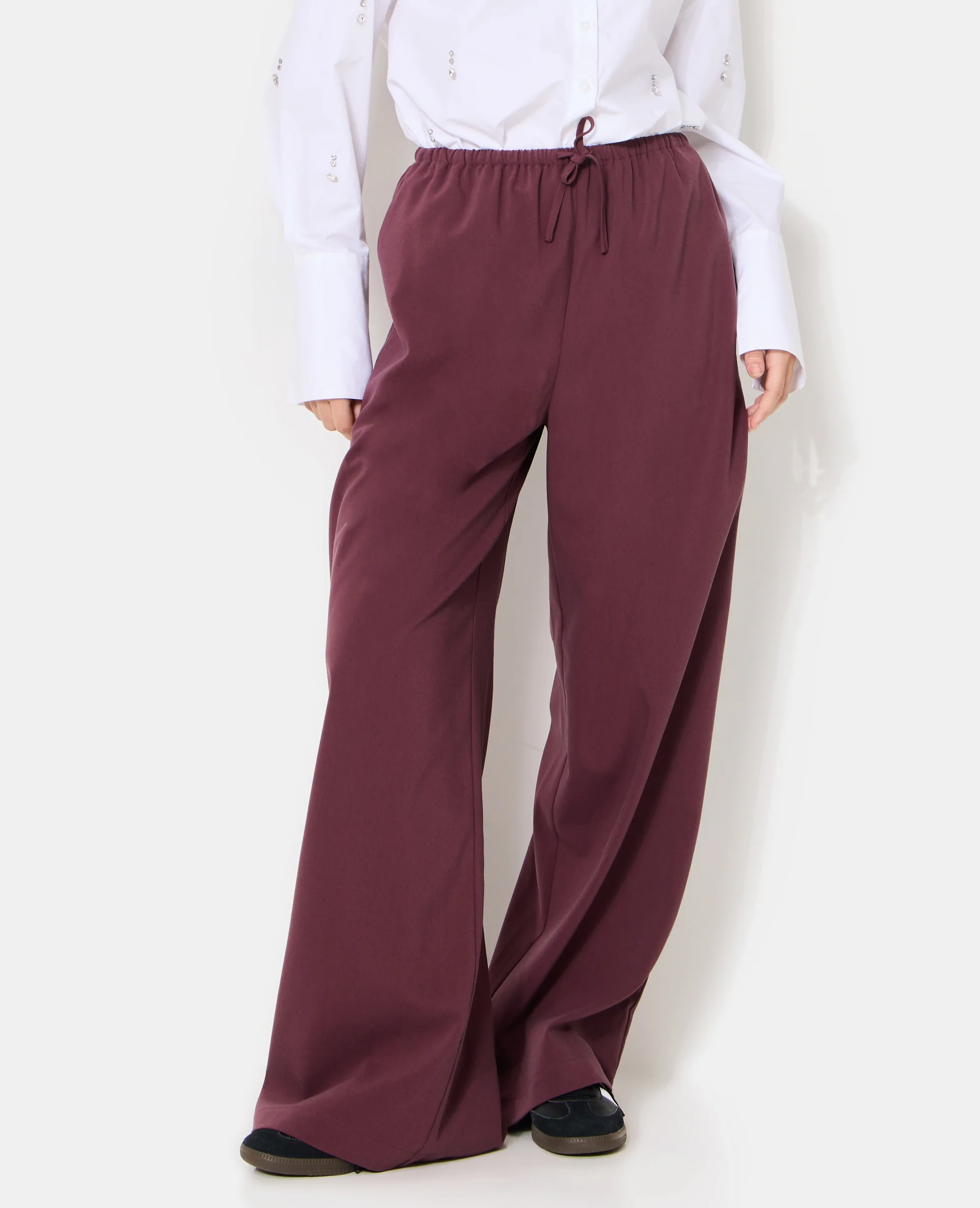 Pantalon droit et large avec lien coulissé - Image 6