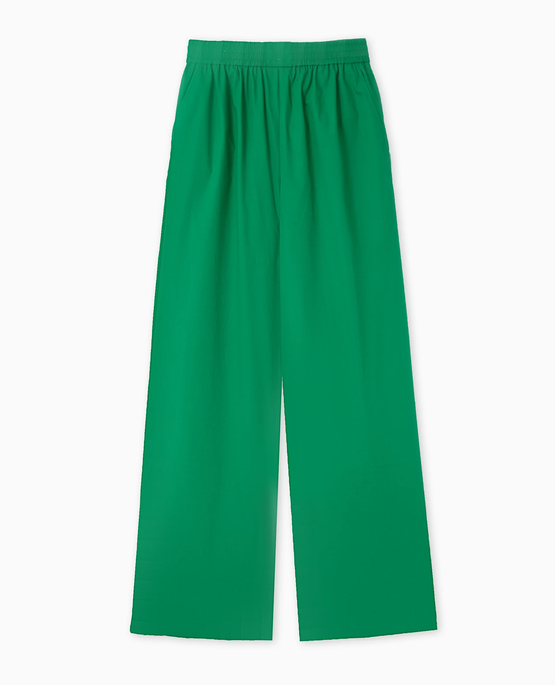 Pantalon large en popeline taille élastiquée - Image 4