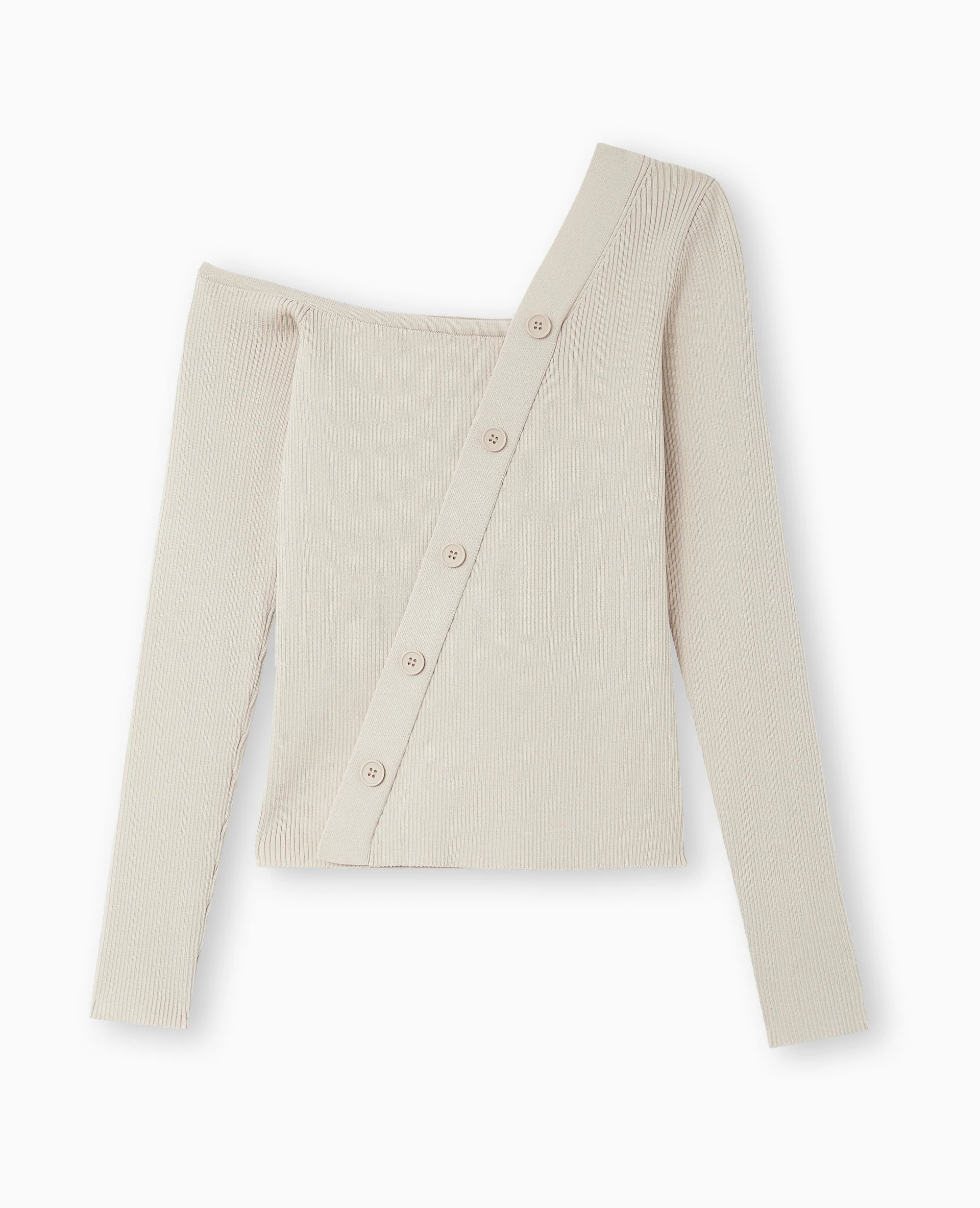 Pull asymétrique maille côtelée - Image 4