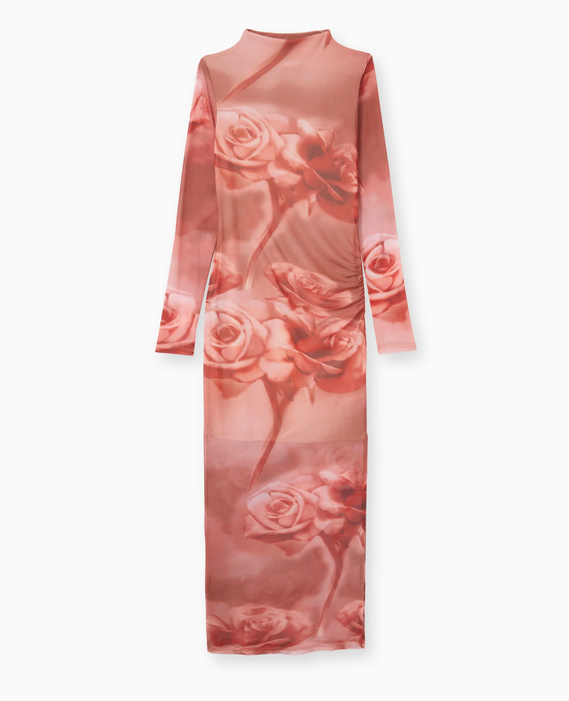 Robe longue en maille résille motif roses - Image 4