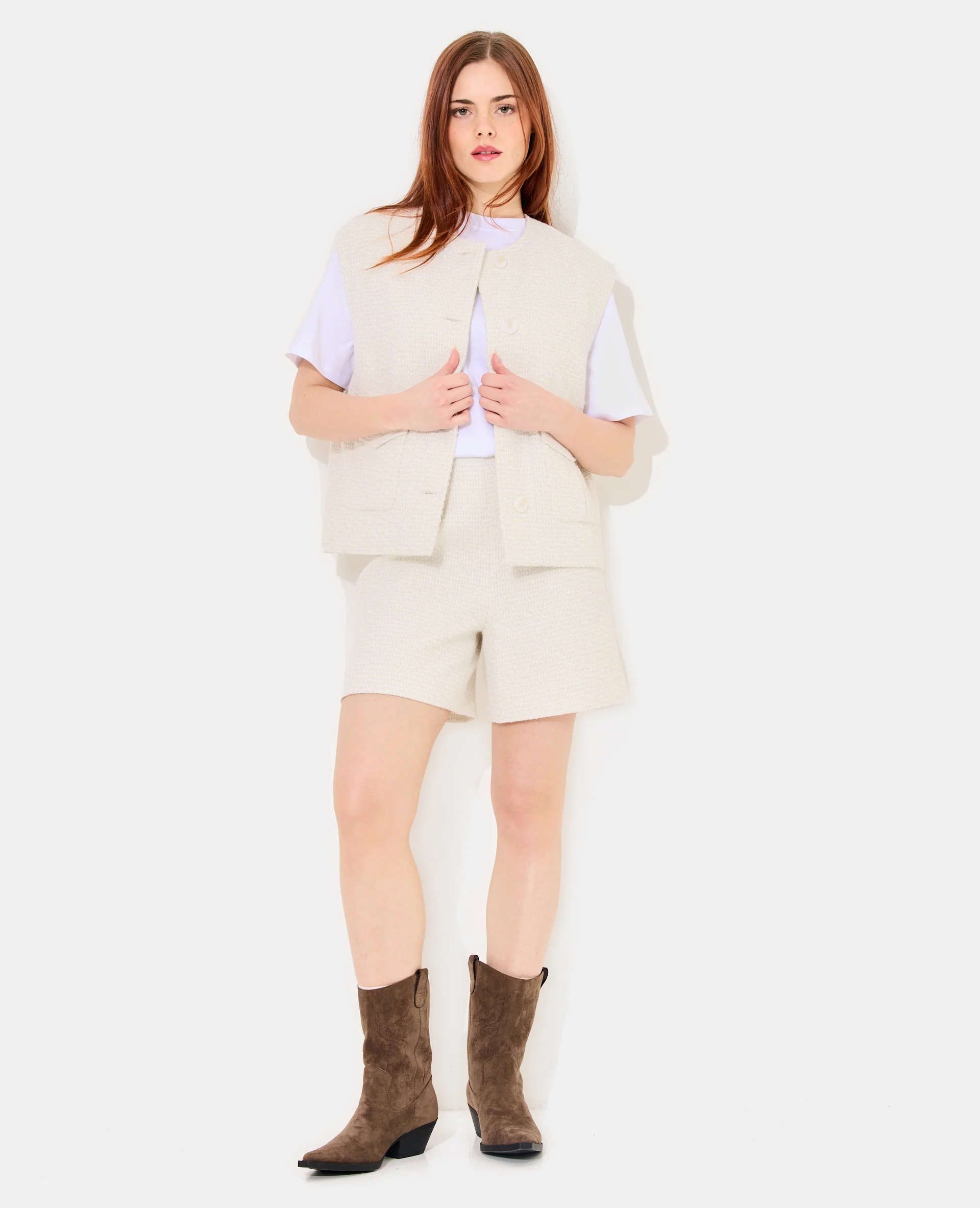 Short en tweed avec lurex