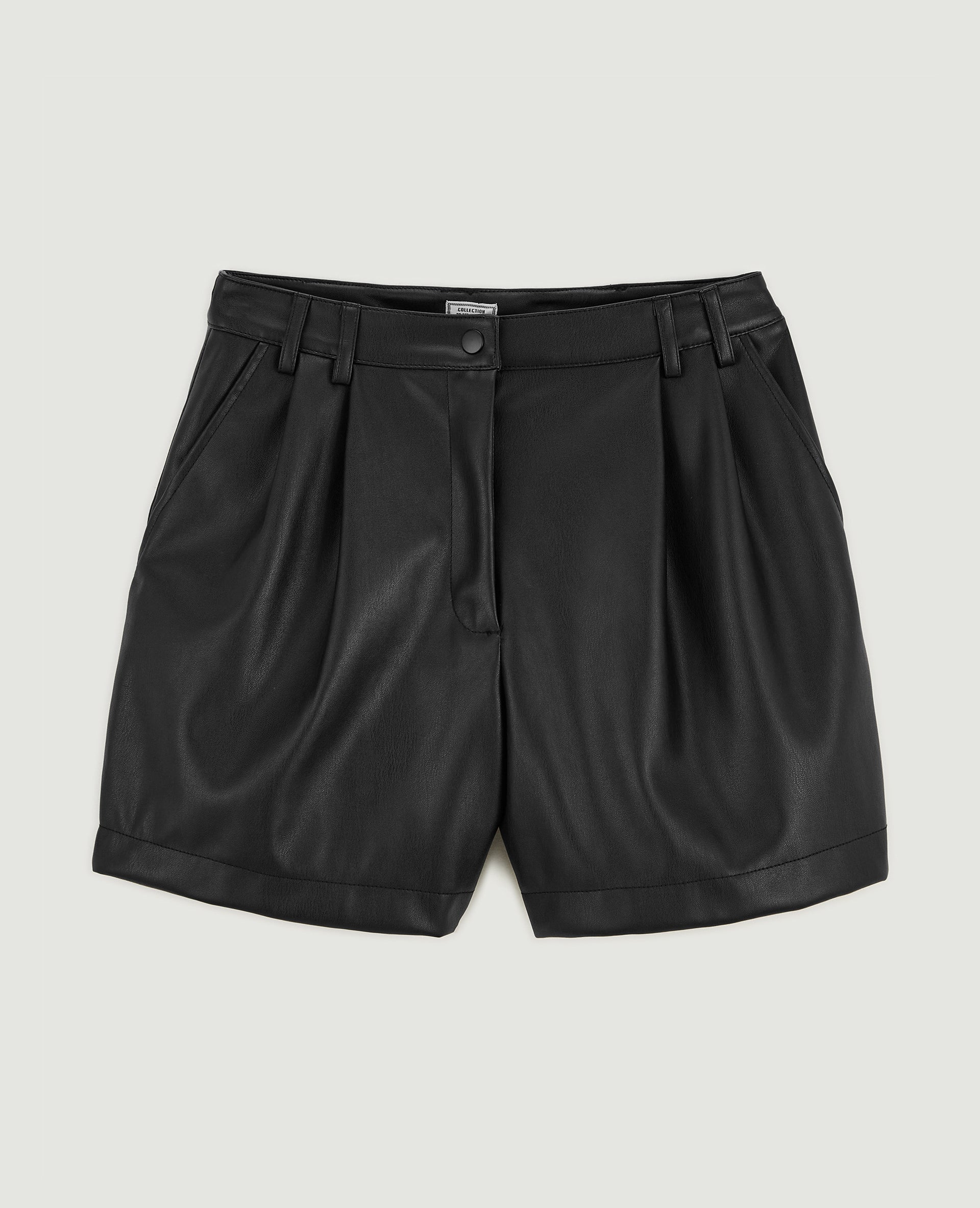 Short taille haute en simili cuir avec pinces - Image 4