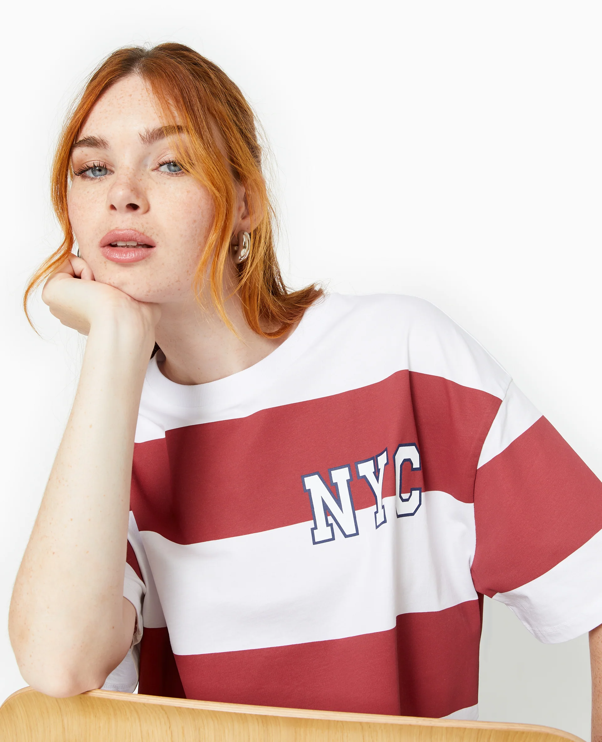 T-shirt ample et court larges rayures - Image 3