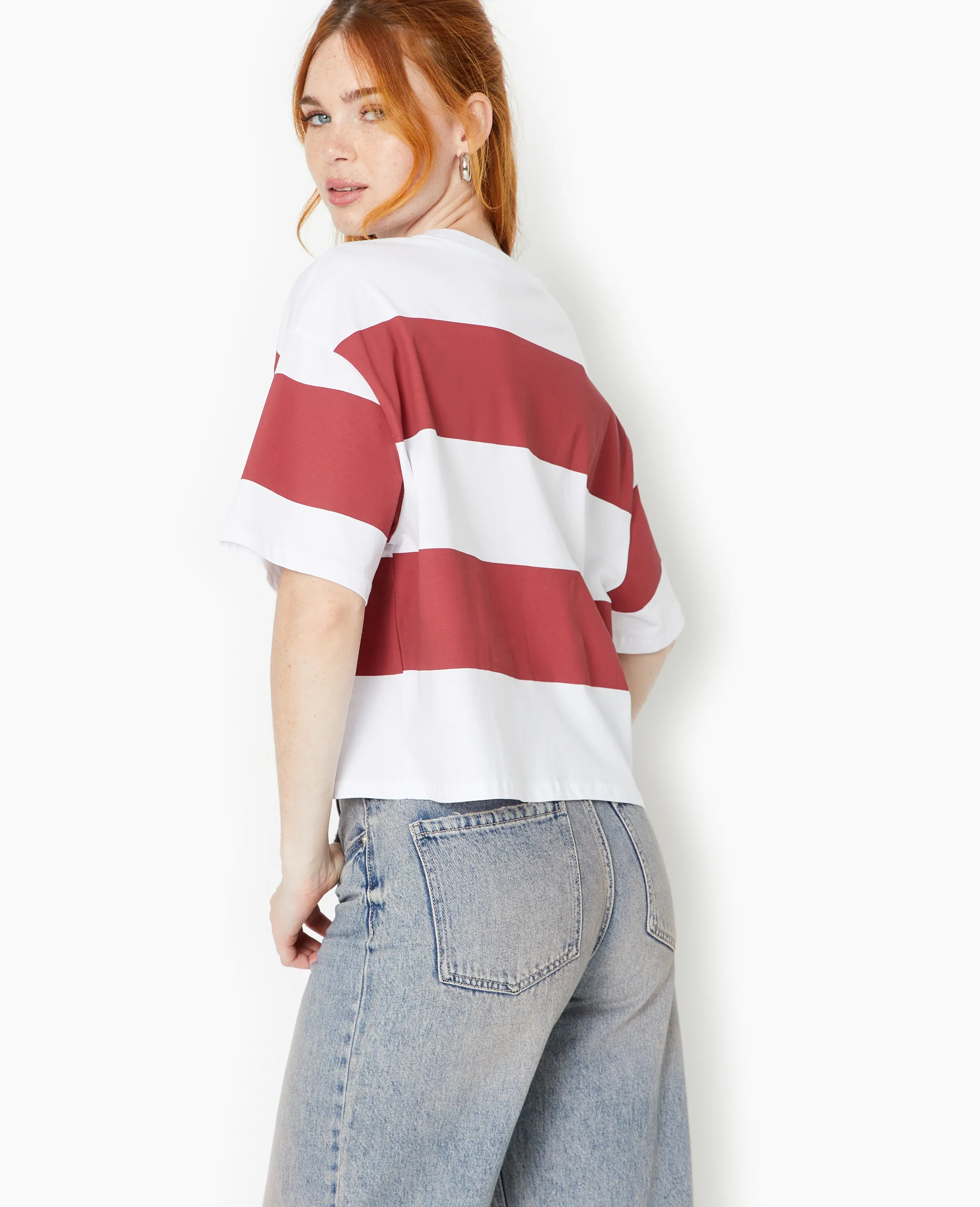 T-shirt ample et court larges rayures - Image 6