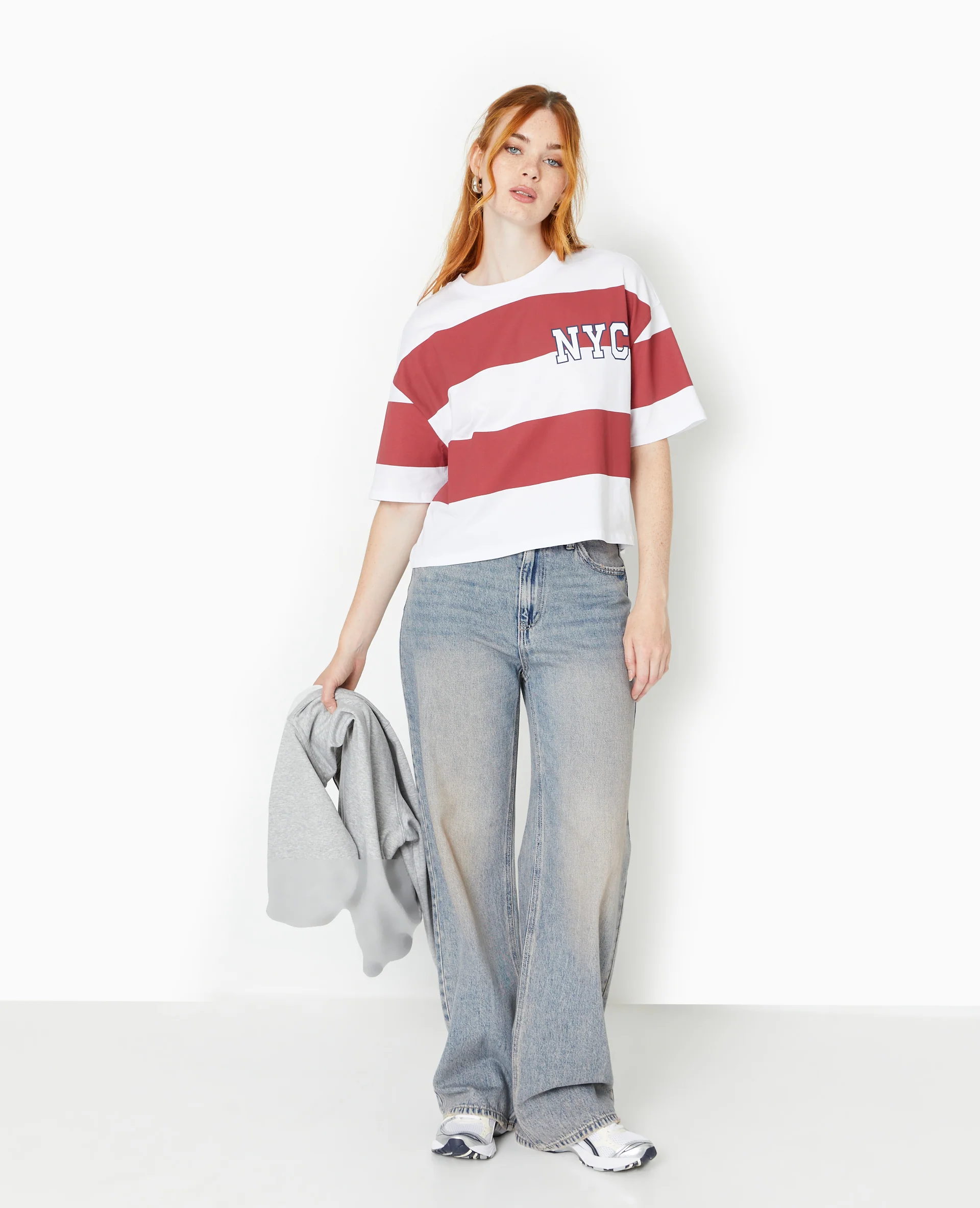 T-shirt ample et court larges rayures - Image 7