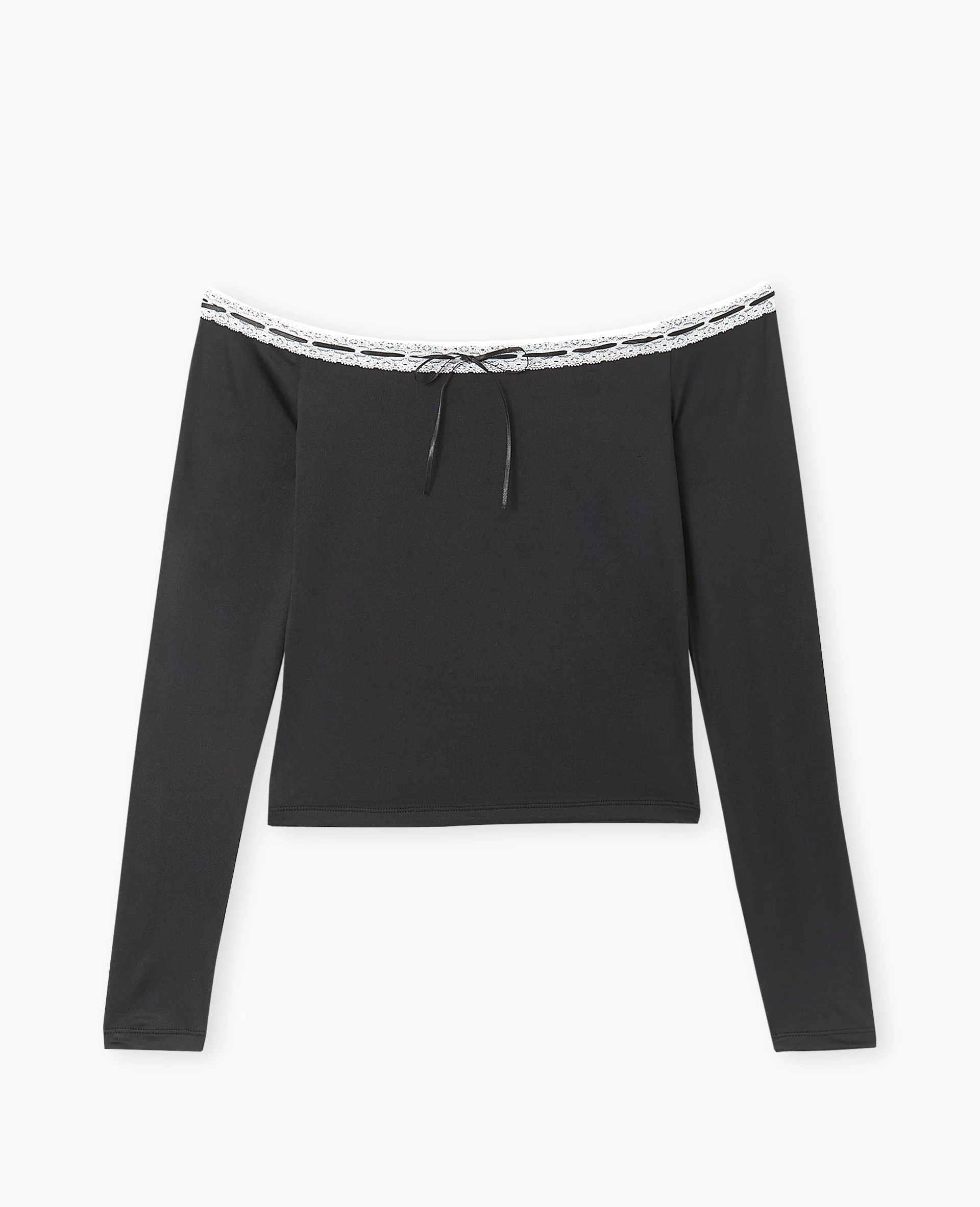 Top encolure Bardot avec noeud contrasté - Image 4