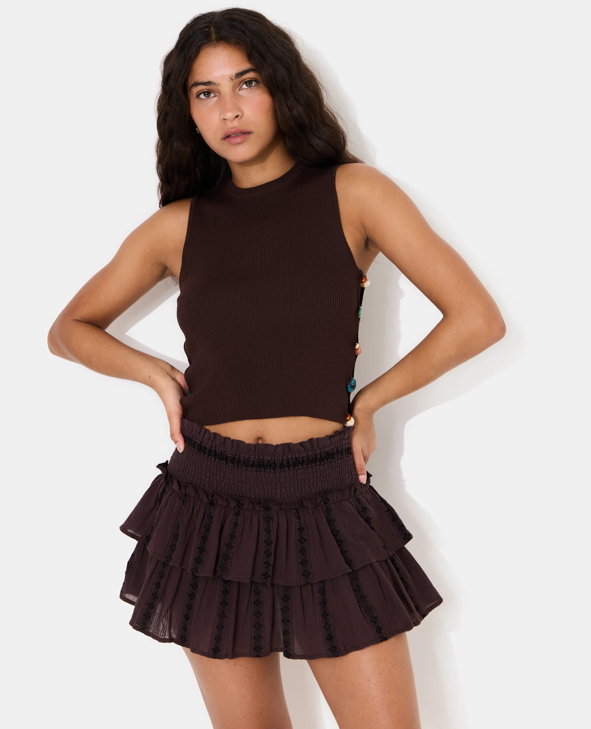 Top sans manches en maille avec pierres