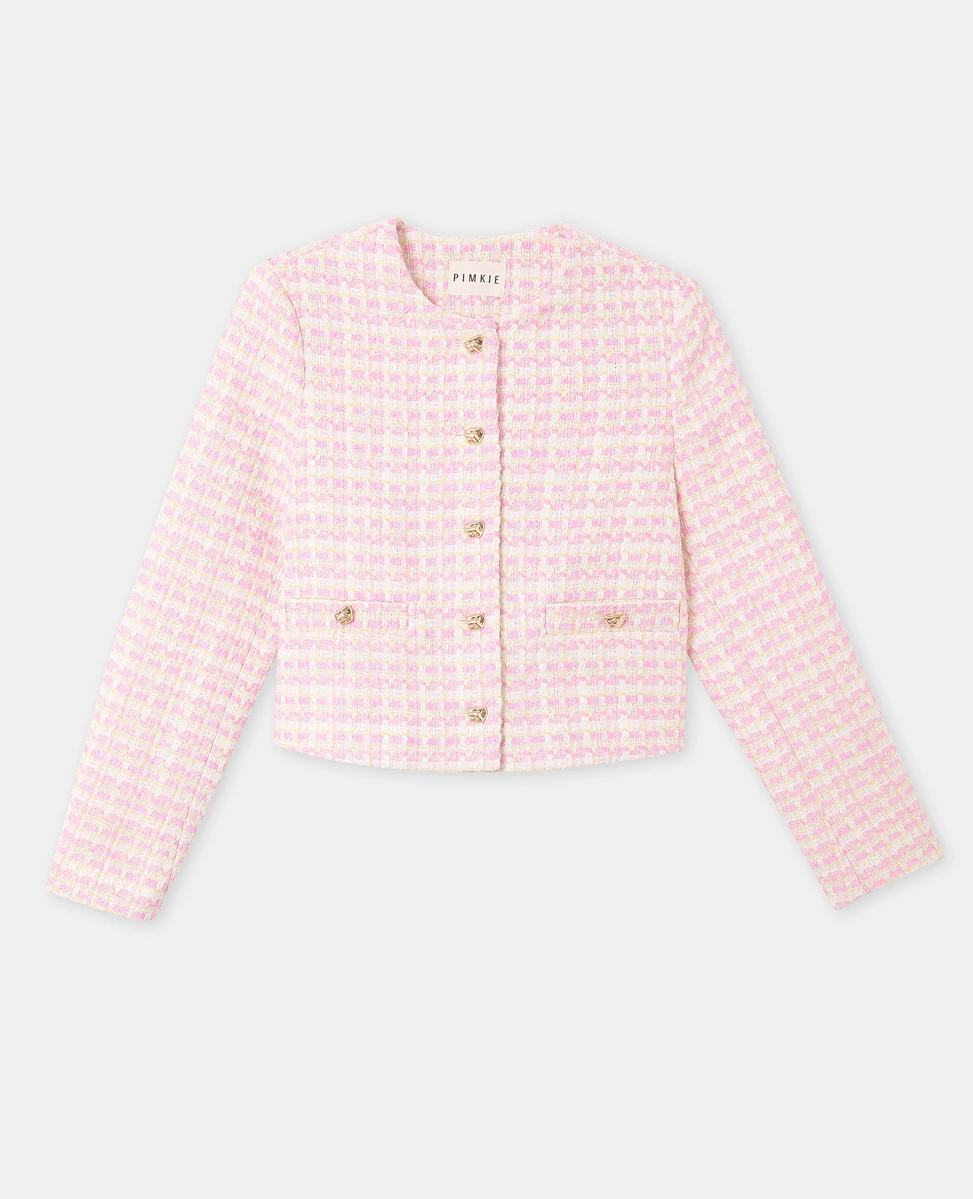 Veste droite en tweed avec boutons fantaisie - Image 4